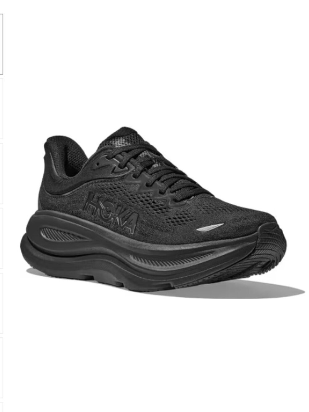 Hoka Men's Black Athletic Running Shoes with Gray Logo Bondi 9